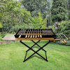 Self-Rotating BBQ Pit with Foldable Stand, Removable Side Tables & Built-in Fan PR-003