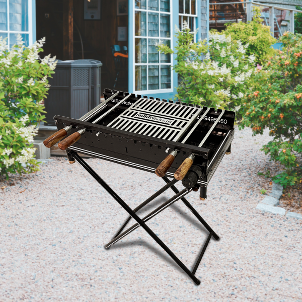 Self-Rotating BBQ Pit with Foldable Stand PR-002