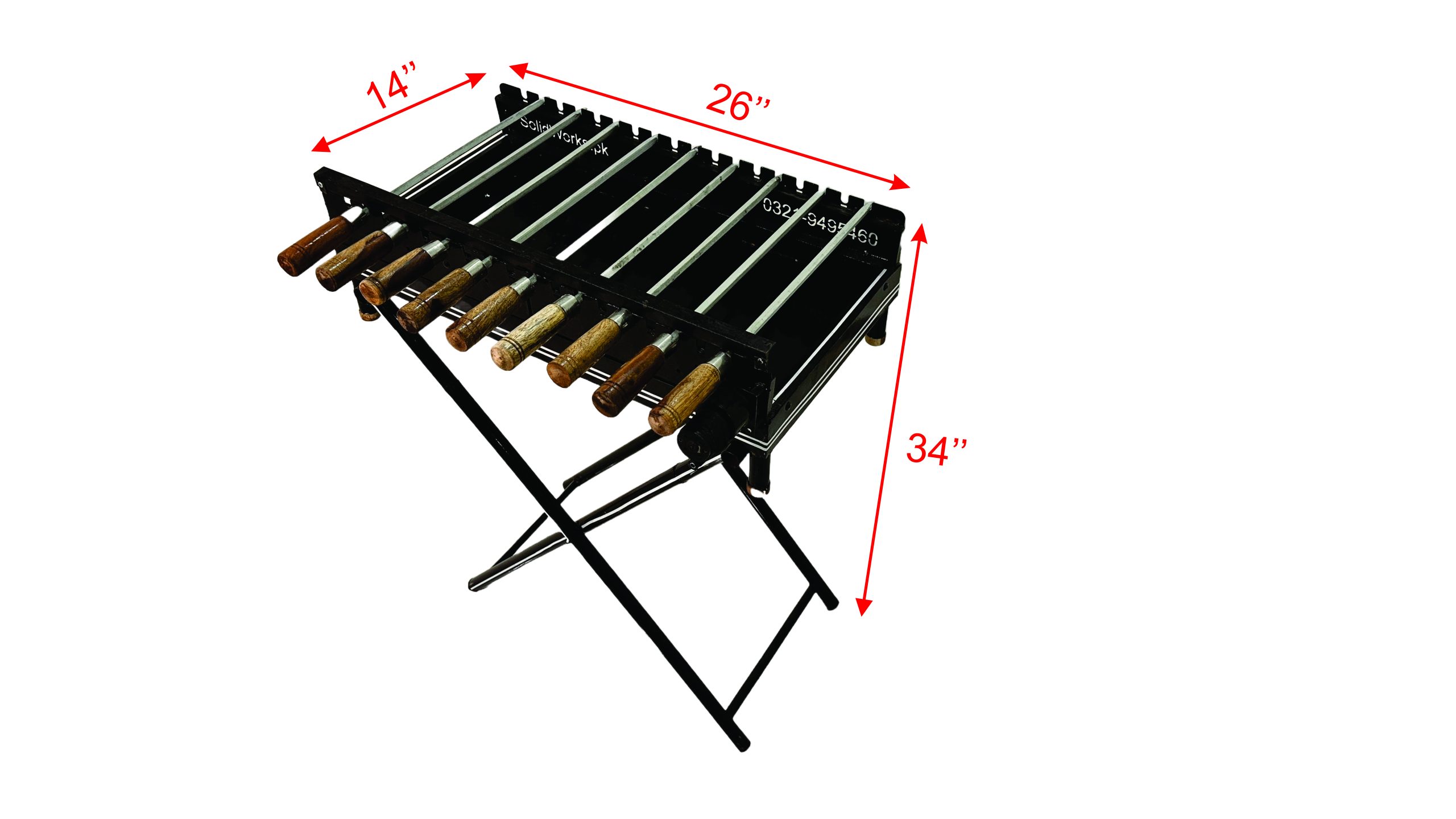 Self-Rotating BBQ Pit with Foldable Stand PR-002